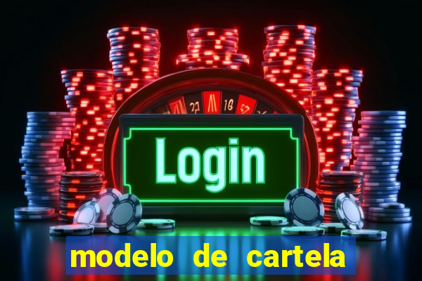 modelo de cartela de bingo em branco